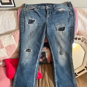 Silver “Frances” distressed Jeans, women’s size 18/L 33